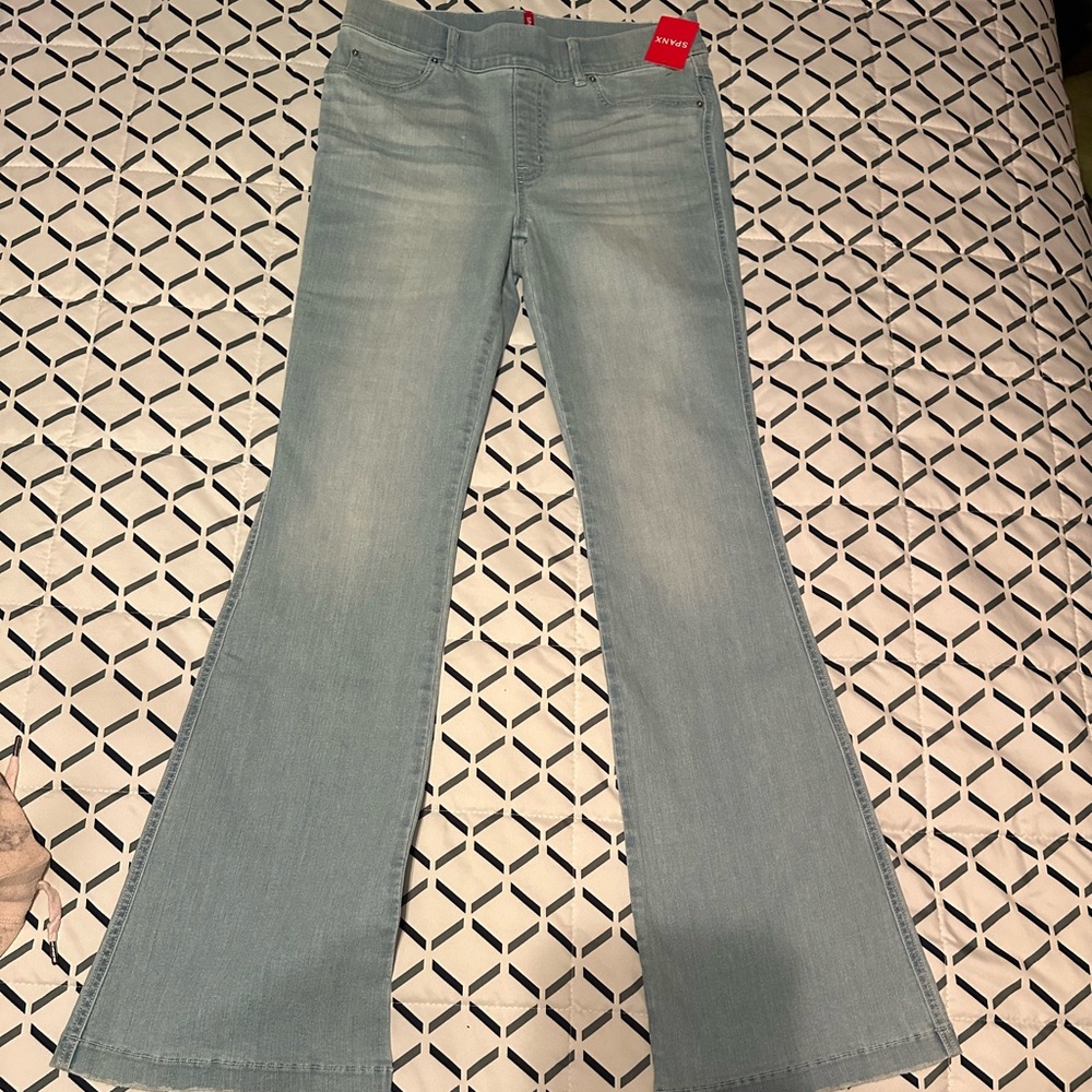Spanx retro light wash flare jeans